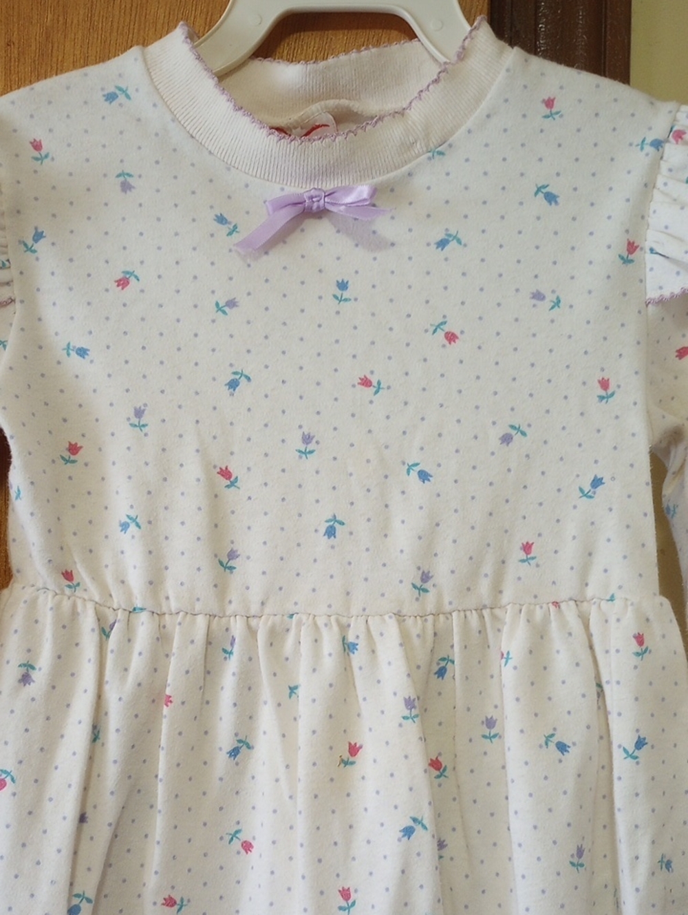 Names Vintage Retro Floral & Polka Dot Dress. White Blue Purple Pink Aqua, Sz 4